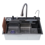 Bồn Rửa Chén 5 Phím Đa Năng Hiện Đại Xám Nano Forler