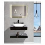 Bàn Đá 2 Tâng Chậu Lavabo Đặt Bàn Đen Vân Đá & Gương Led Forler