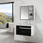 Bộ Tủ Nhựa PVC Cao Cấp Vân Đá Đen & Tủ Gương Thường Forler