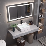 Bàn Đá 1 Tầng Chậu Lavabo Đặt Bàn & Gương Led Forler