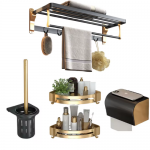 Combo Phụ Kiện Phòng Tắm Nano Đen Vàng FORLER