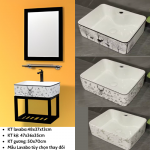 Chân Kệ Inox Chậu Lavabo Họa Tiết Hươu Và Gương Thường Forler