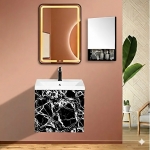 Bộ Tủ Nhựa Đen Vân Đá PVC Cao Cấp & Gương Led Forler