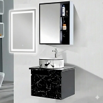 Bộ Tủ Nhựa Đen Vân Đá Cao Cấp & Tủ Gương Forler