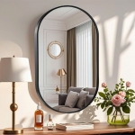 GƯƠNG OVAL THƯỜNG VIỀN SẮT SƠN TĨNH ĐIỆN ĐEN