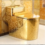 Bồn Cầu Một Khối Dáng Lùn Vàng Đồng Viền Hoa Văn Forler