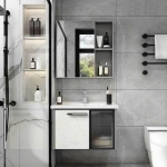 Bộ Tủ Nhôm Trắng Xám Chậu Lavabo Và Tủ Gương Forler