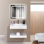 Bàn Đá 2 Tầng Treo Tường Lavabo Dương Vành & Gương Led Forler