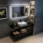 Bàn Đá Đen 2 Tầng Lavabo Đặt Bàn & Gương Led Forler