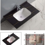 Mặt Đá Lavabo Âm Bàn Đen Nhám Vân Đá Forler