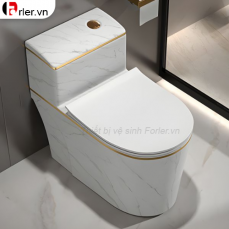 Bồn Cầu Một Khối Vân Đá Viền Vàng FORLER