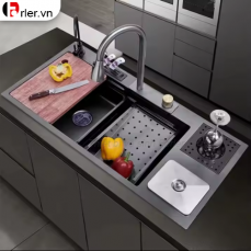 Chậu Rửa Chén Nano Xám Đen Có Bàn Chờ FORLER