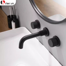 Vòi Lavabo Nóng Lạnh Bằng Đồng Âm Tường FORLER