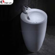 Lavabo Sứ Trụ Đứng Liền Khối Tròn Trắng FORLER