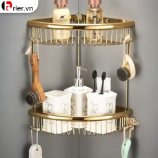 Kệ Góc Treo Tường Đồng Mạ Màu Vàng Đen FORLER