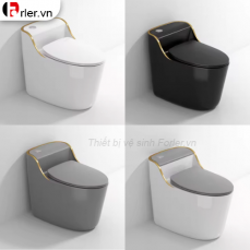 Bồn Cầu Một Khối Trứng Họa Tiết Viền FORLER