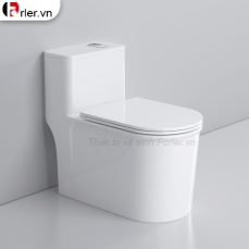 Bồn Cầu Một Khối Trắng Sứ Nút Lệch Cao Cấp FL-BCMK58 Forler