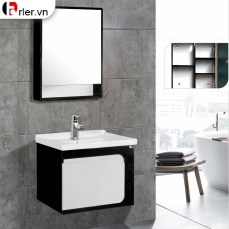 Bộ Tủ Nhựa PVC Cao Cấp Sơn Bóng 3K Đen & Tủ Gương Thường Forler