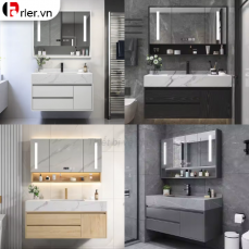 Bộ Tủ Lavabo Nhựa PVC Đặc - Mặt Đá Lavabo Sứ Âm FORLER