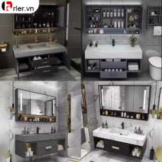 Bộ Tủ Nhựa PVC Cao Cấp - Mặt Lavabo Đá Âm FORLER