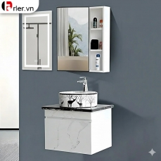 Bộ Tủ Nhựa Vân Đá Trắng & Tủ Gương Forler