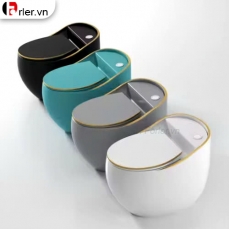 Bồn Cầu Trứng Viền Chỉ Vàng FORLER