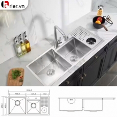 Chậu Rửa Chén Inox 304 - 2 Hộc - Có Bàn Chờ FORLER