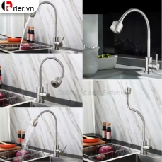 Vòi chén nóng lạnh cần dẻo, đầu vòi tăng áp FORLER