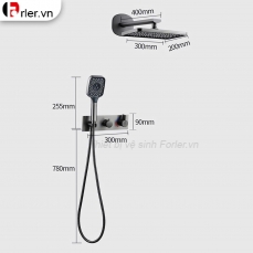 Sen Tắm Âm Tường Inox 304 Sơn Tĩnh Điện Xám (STAT04) FORLER