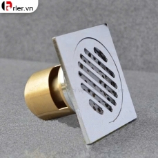 Phễu Thoát Sàn Chống Hôi Đồng Thau Bóng KT 12x12cm FORLER