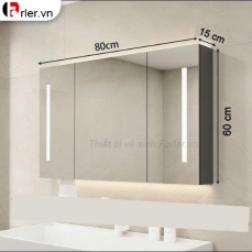 Tủ Gương Lavabo Nhựa 3 Cánh Led PVC Đặc