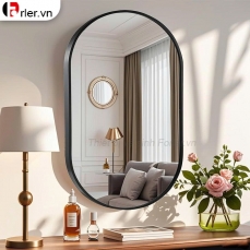 GƯƠNG OVAL THƯỜNG VIỀN SẮT SƠN TĨNH ĐIỆN ĐEN
