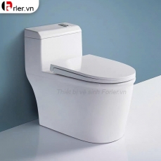 Bồn Cầu 1 Khối Trắng Thân Lùn Nút Xả Lệch Forler