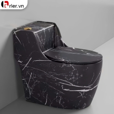 Bồn Cầu Một Khối Vân Đá Đen Forler