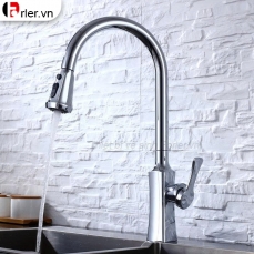 Vòi Rửa Chén Rút Dây Đồng Thau Mạ Crome (VRC38) FORLER