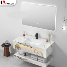 Bàn Đá 2 Tầng Lavabo Và Gương Vân Đá (TLVB29) Forler