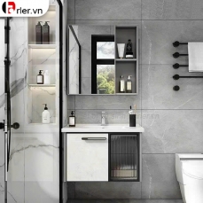 Bộ Tủ Nhôm Trắng Xám Chậu Lavabo Và Tủ Gương Forler