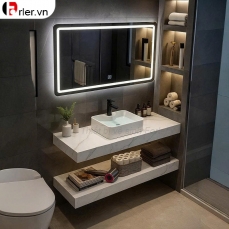 Bàn Đá 2 Tầng Lavabo Đặt Bàn & Gương Led Forler