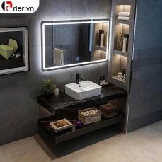 Bàn Đá Đen 2 Tầng Lavabo Đặt Bàn & Gương Led Forler