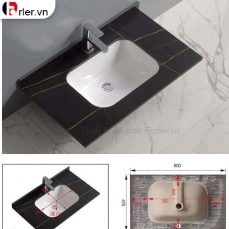 Mặt Đá Lavabo Âm Bàn Đen Nhám Vân Đá Forler