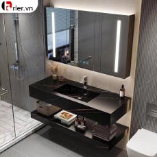 Bàn Đá 2 Tầng Lavabo Âm & Tủ Gương Led Sấy Forler