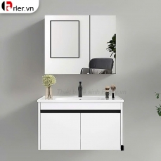 Bộ Tủ Nhựa PVC Cao Cấp Trắng Viền Đen & Tủ Gương Thường Forler