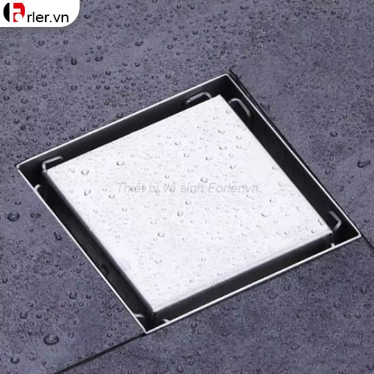 Phễu Sàn Vuông 10x10 Inox 304 Mờ FORLER