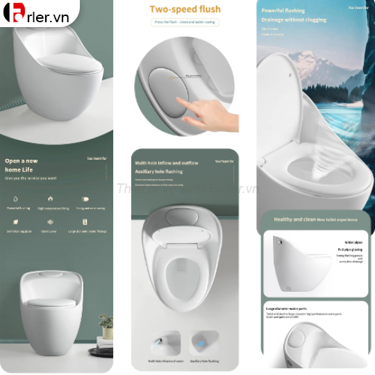 Bồn Cầu Trứng Trắng Viền Đen Cao Cấp FORLER