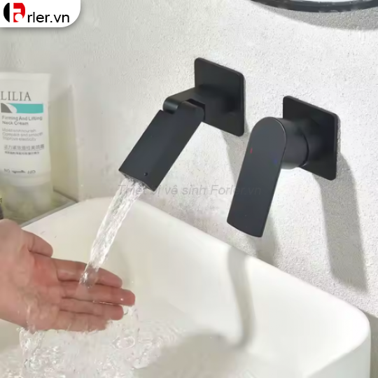 Vòi Lavabo Âm Tường Đồng Thau Crom Bóng - Đen - Xám FORLER