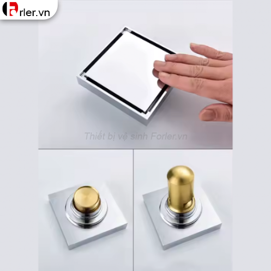 Phễu Sàn Vuông Inox 304 - Bóng 10x10 FORLER