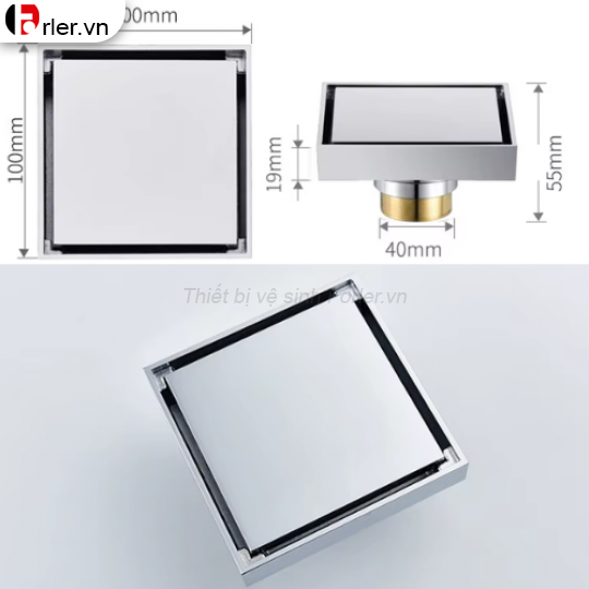 Phễu Sàn Vuông Inox 304 - Bóng 10x10 FORLER