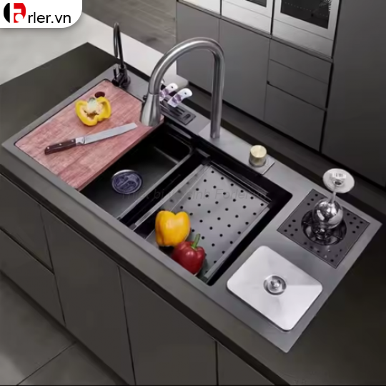 Chậu Rửa Chén Nano Xám Đen Có Bàn Chờ FORLER