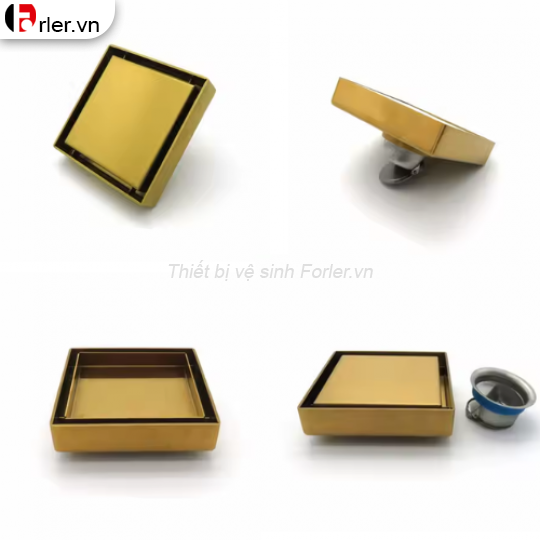 Phễu Sàn Vuông 10x10 Vàng Mờ FORLER