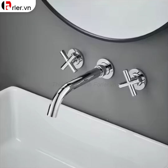 Vòi Lavabo Âm Tường Đồng Thau Mạ Crome FORLER